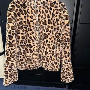 Leopard Print Faux Fur Jacket